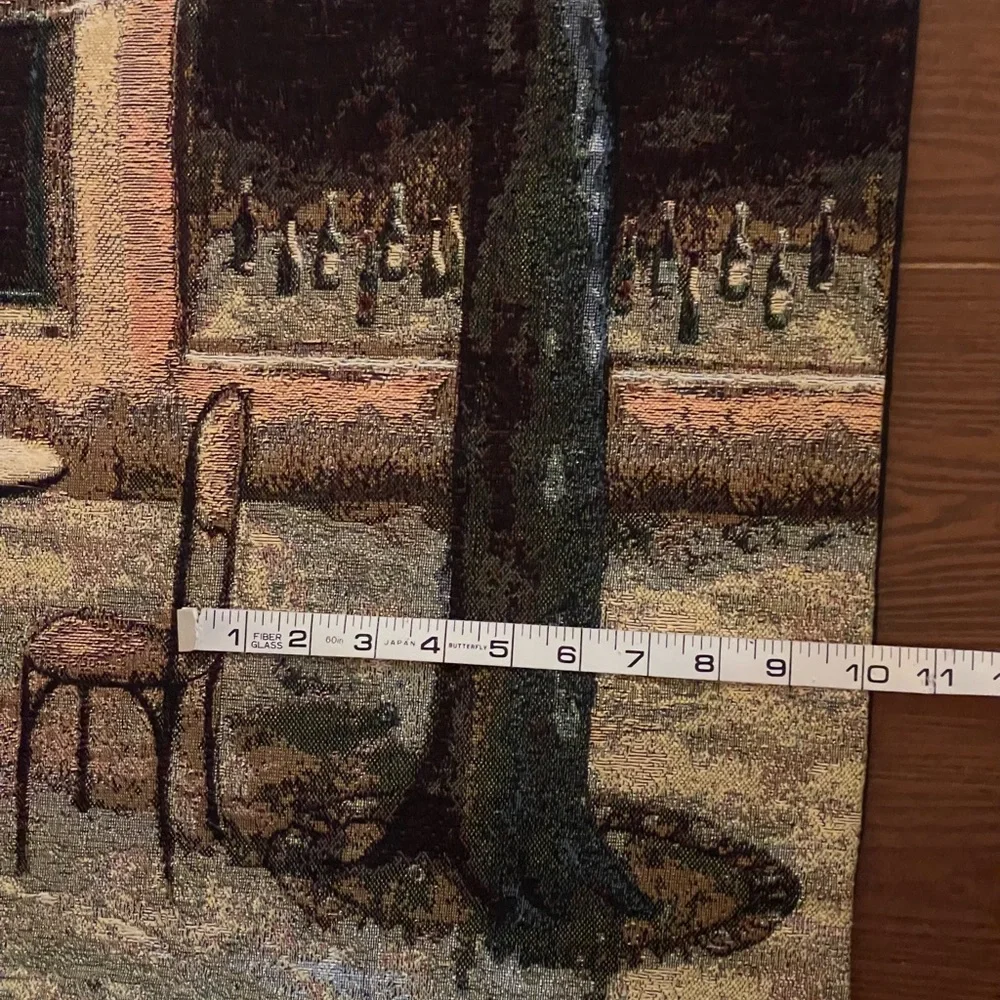 Wall Tapestry Art in Motion Cafe de la Place Large Hanging Woven 48x70 inches